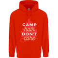 Funny Camping Camp Hair Dont Care Caravan Childrens Kids Hoodie Bright Red