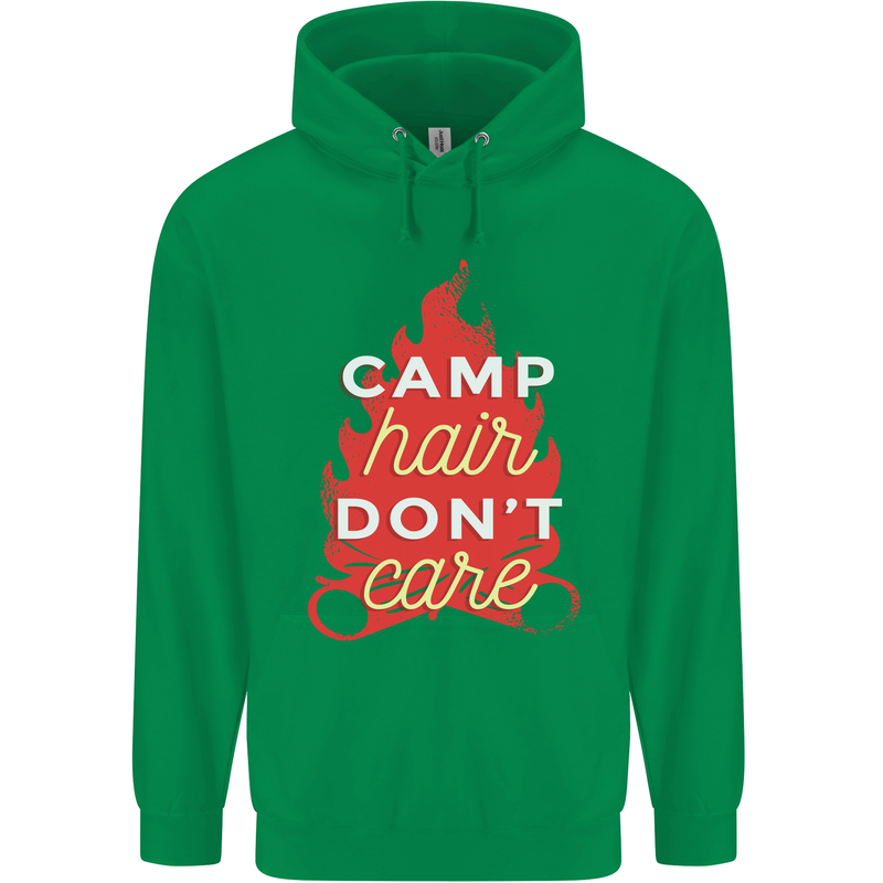 Funny Camping Camp Hair Dont Care Caravan Childrens Kids Hoodie Irish Green