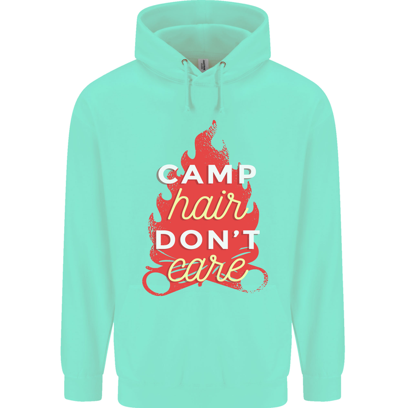 Funny Camping Camp Hair Dont Care Caravan Childrens Kids Hoodie Peppermint