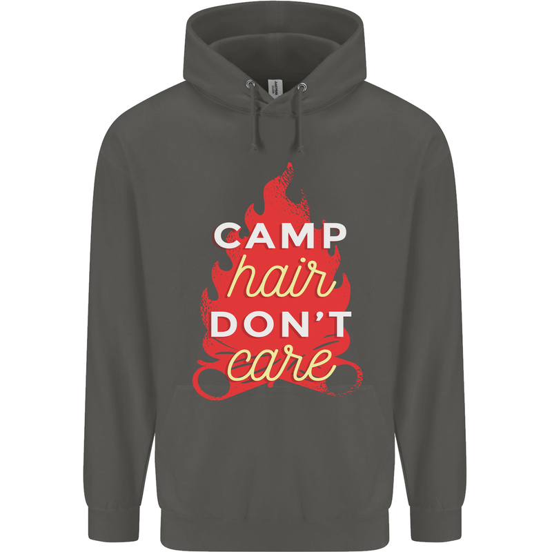 Funny Camping Camp Hair Dont Care Caravan Childrens Kids Hoodie Storm Grey
