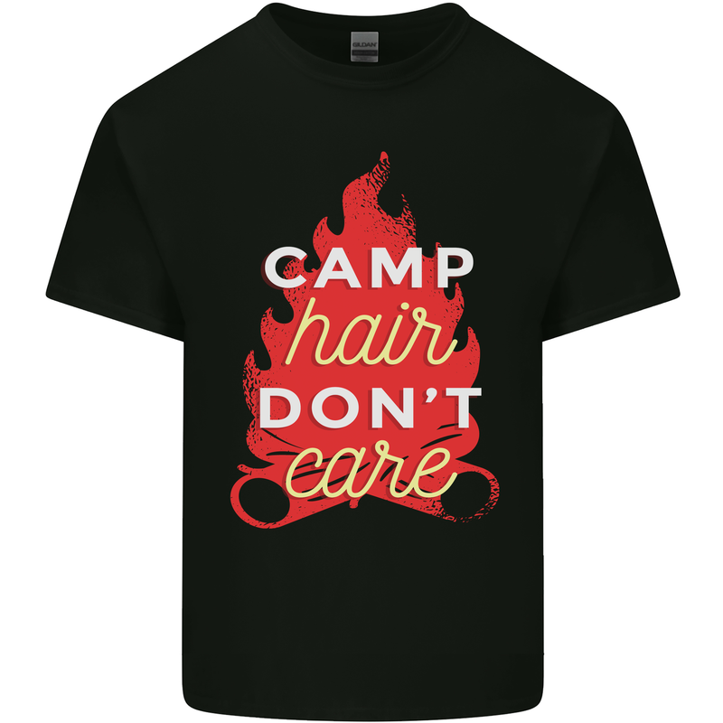 Funny Camping Camp Hair Dont Care Caravan Kids T-Shirt Childrens Black