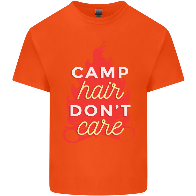 Funny Camping Camp Hair Dont Care Caravan Kids T-Shirt Childrens Orange