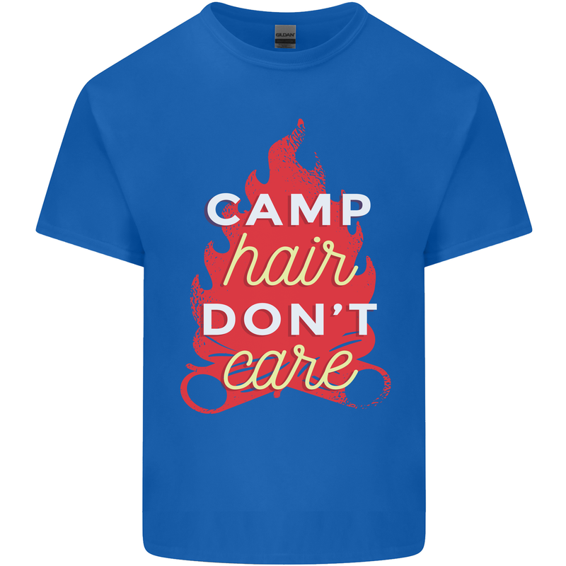 Funny Camping Camp Hair Dont Care Caravan Kids T-Shirt Childrens Royal Blue