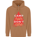 Funny Camping Camp Hair Dont Care Caravan Mens 80% Cotton Hoodie Caramel Latte