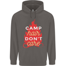 Funny Camping Camp Hair Dont Care Caravan Mens 80% Cotton Hoodie Charcoal