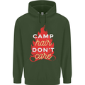 Funny Camping Camp Hair Dont Care Caravan Mens 80% Cotton Hoodie Forest Green
