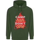 Funny Camping Camp Hair Dont Care Caravan Mens 80% Cotton Hoodie Forest Green