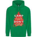 Funny Camping Camp Hair Dont Care Caravan Mens 80% Cotton Hoodie Irish Green