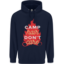Funny Camping Camp Hair Dont Care Caravan Mens 80% Cotton Hoodie Navy Blue