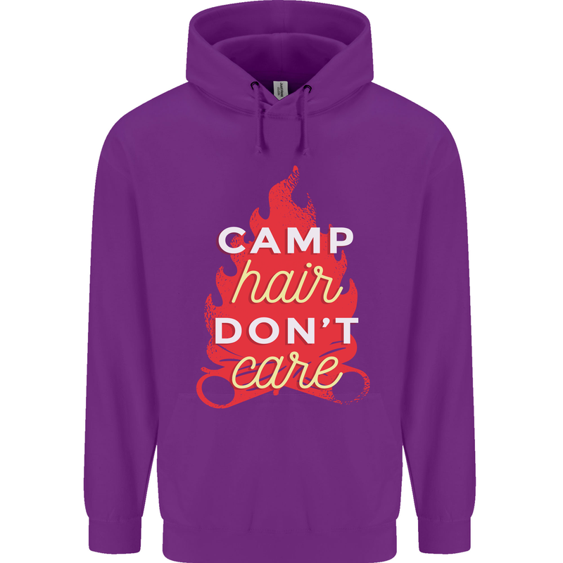 Funny Camping Camp Hair Dont Care Caravan Mens 80% Cotton Hoodie Purple