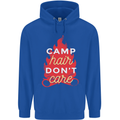 Funny Camping Camp Hair Dont Care Caravan Mens 80% Cotton Hoodie Royal Blue