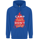 Funny Camping Camp Hair Dont Care Caravan Mens 80% Cotton Hoodie Royal Blue
