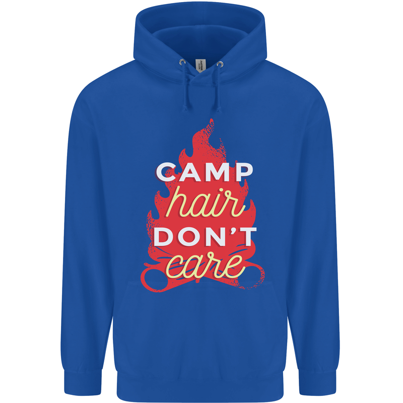 Funny Camping Camp Hair Dont Care Caravan Mens 80% Cotton Hoodie Royal Blue