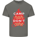 Funny Camping Camp Hair Dont Care Caravan Mens Cotton T-Shirt Tee Top Charcoal