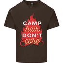 Funny Camping Camp Hair Dont Care Caravan Mens Cotton T-Shirt Tee Top Dark Chocolate