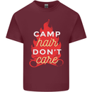 Funny Camping Camp Hair Dont Care Caravan Mens Cotton T-Shirt Tee Top Maroon