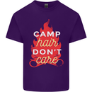 Funny Camping Camp Hair Dont Care Caravan Mens Cotton T-Shirt Tee Top Purple
