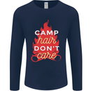 Funny Camping Camp Hair Dont Care Caravan Mens Long Sleeve T-Shirt Navy Blue
