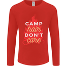 Funny Camping Camp Hair Dont Care Caravan Mens Long Sleeve T-Shirt Red