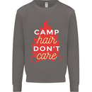 Funny Camping Camp Hair Dont Care Caravan Mens Sweatshirt Jumper Charcoal