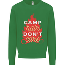 Funny Camping Camp Hair Dont Care Caravan Mens Sweatshirt Jumper Irish Green