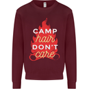 Funny Camping Camp Hair Dont Care Caravan Mens Sweatshirt Jumper Maroon