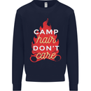 Funny Camping Camp Hair Dont Care Caravan Mens Sweatshirt Jumper Navy Blue