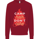 Funny Camping Camp Hair Dont Care Caravan Mens Sweatshirt Jumper Red