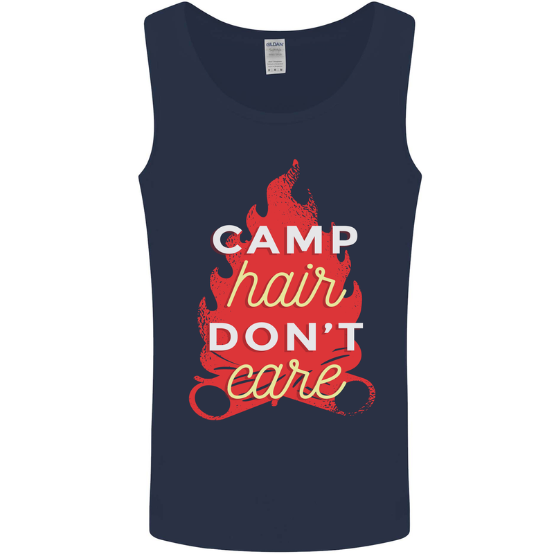 Funny Camping Camp Hair Dont Care Caravan Mens Vest Tank Top Navy Blue