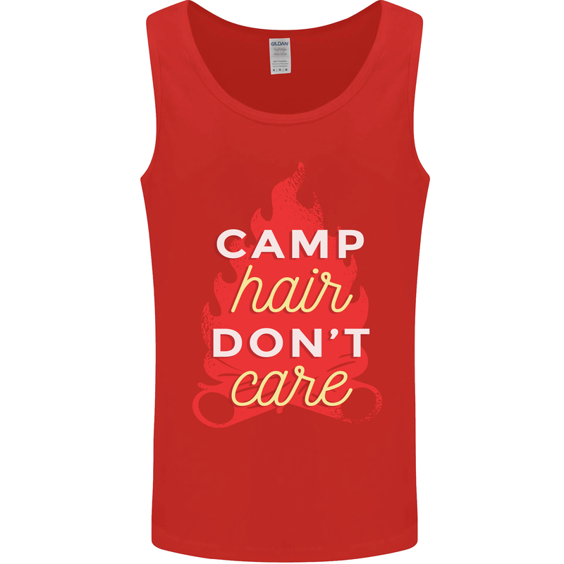 Funny Camping Camp Hair Dont Care Caravan Mens Vest Tank Top Red