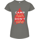 Funny Camping Camp Hair Dont Care Caravan Womens Petite Cut T-Shirt Charcoal