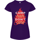 Funny Camping Camp Hair Dont Care Caravan Womens Petite Cut T-Shirt Purple