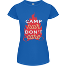 Funny Camping Camp Hair Dont Care Caravan Womens Petite Cut T-Shirt Royal Blue