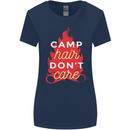 Funny Camping Camp Hair Dont Care Caravan Womens Wider Cut T-Shirt Navy Blue