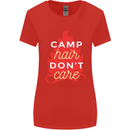 Funny Camping Camp Hair Dont Care Caravan Womens Wider Cut T-Shirt Red