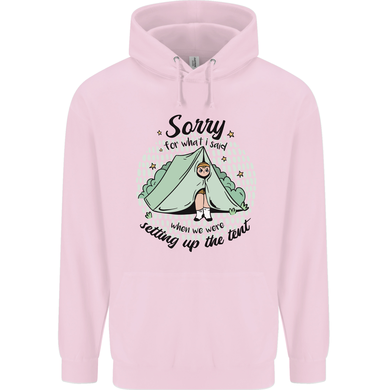 Funny Camping Tent Sorry for What I Said Childrens Kids Hoodie Light Pink