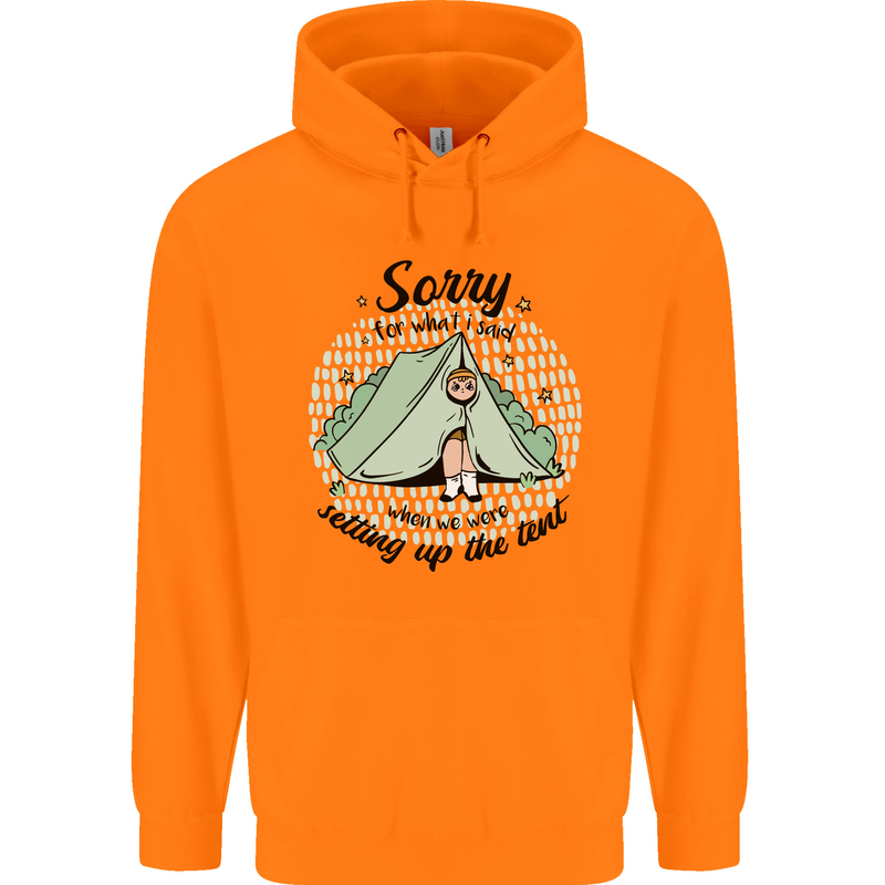 Funny Camping Tent Sorry for What I Said Childrens Kids Hoodie Orange