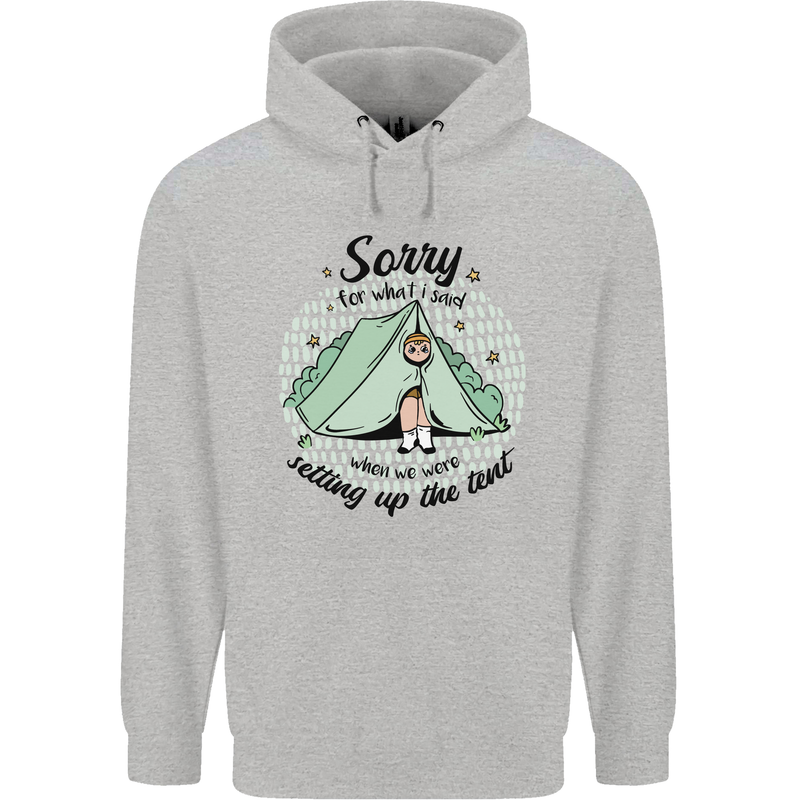 Funny Camping Tent Sorry for What I Said Childrens Kids Hoodie Sports Grey