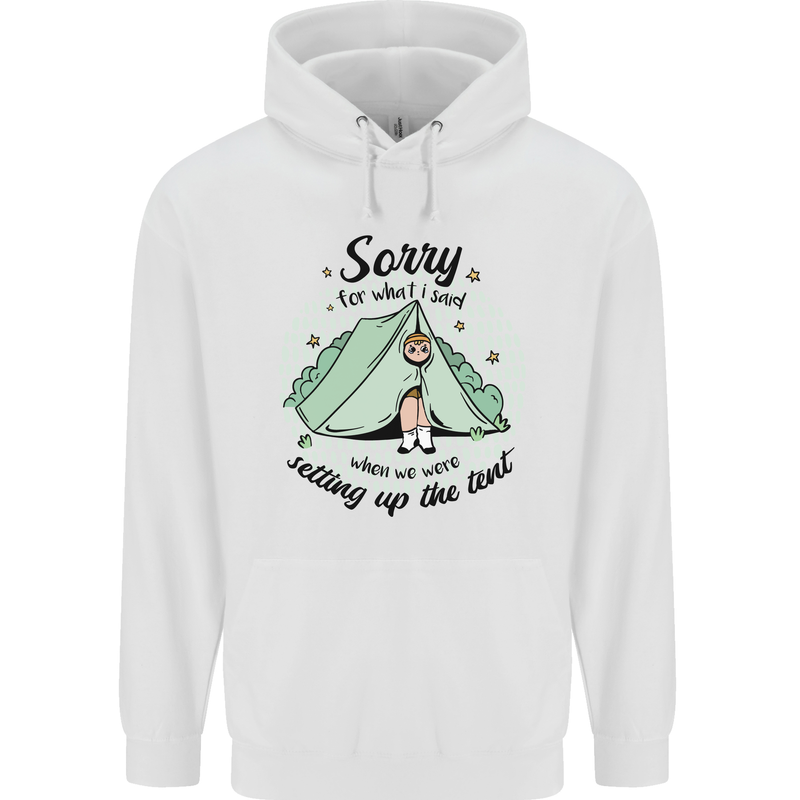 Funny Camping Tent Sorry for What I Said Childrens Kids Hoodie White