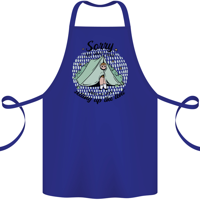 Funny Camping Tent Sorry for What I Said Cotton Apron 100% Organic Royal Blue