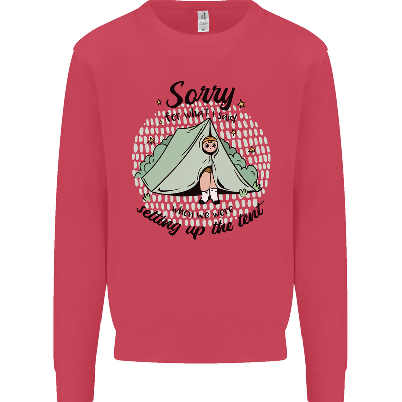 Funny Camping Tent Sorry for What I Said Kids Sweatshirt Jumper Heliconia