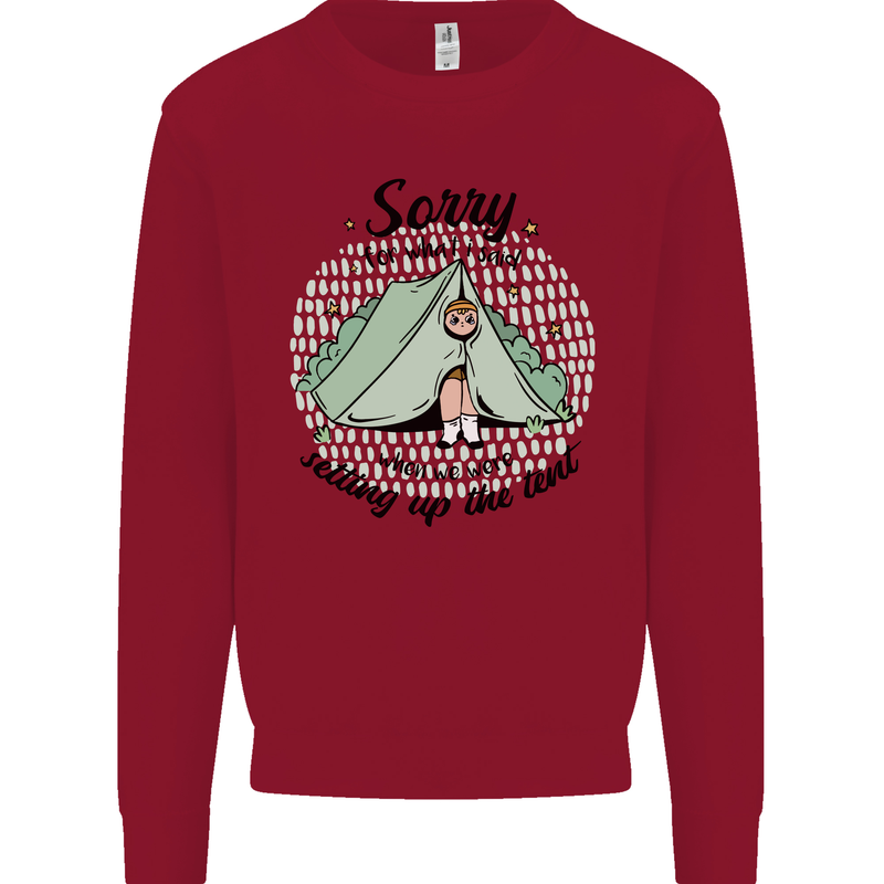 Funny Camping Tent Sorry for What I Said Kids Sweatshirt Jumper Red