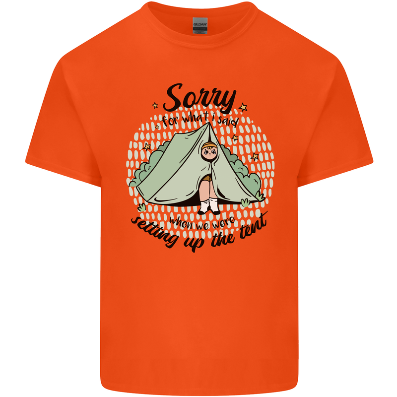 Funny Camping Tent Sorry for What I Said Kids T-Shirt Childrens Orange
