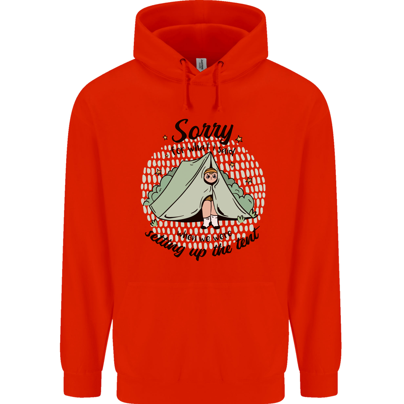 Funny Camping Tent Sorry for What I Said Mens 80% Cotton Hoodie Bright Red