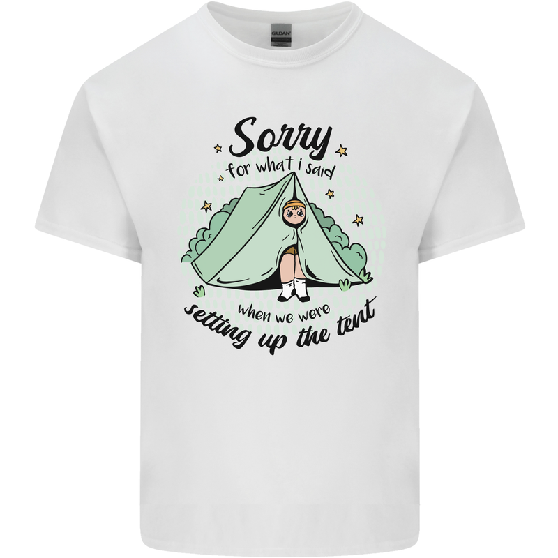 Funny Camping Tent Sorry for What I Said Mens Cotton T-Shirt Tee Top White