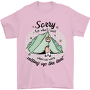 Funny Camping Tent Sorry for What I Said Mens T-Shirt 100% Cotton Light Pink
