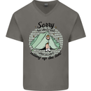 Funny Camping Tent Sorry for What I Said Mens V-Neck Cotton T-Shirt Charcoal