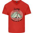 Funny Camping Tent Sorry for What I Said Mens V-Neck Cotton T-Shirt Red