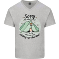 Funny Camping Tent Sorry for What I Said Mens V-Neck Cotton T-Shirt Sports Grey