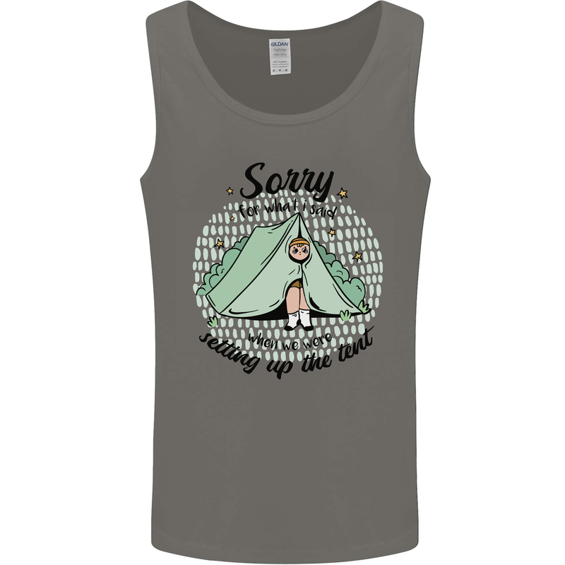 Funny Camping Tent Sorry for What I Said Mens Vest Tank Top Charcoal